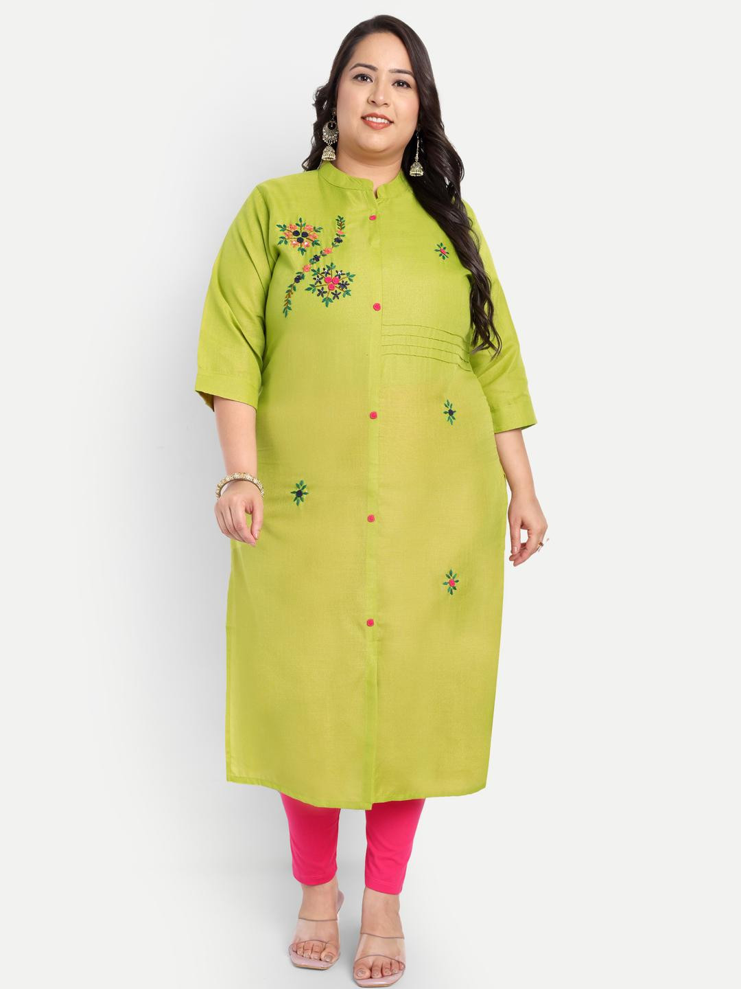 4u Fashion Women Green Blended Kurtas