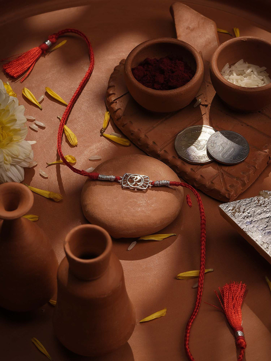 PALMONAS 925 Sterling Silver Om Energy Thread Rakhi To Brother for Rakshabandhan