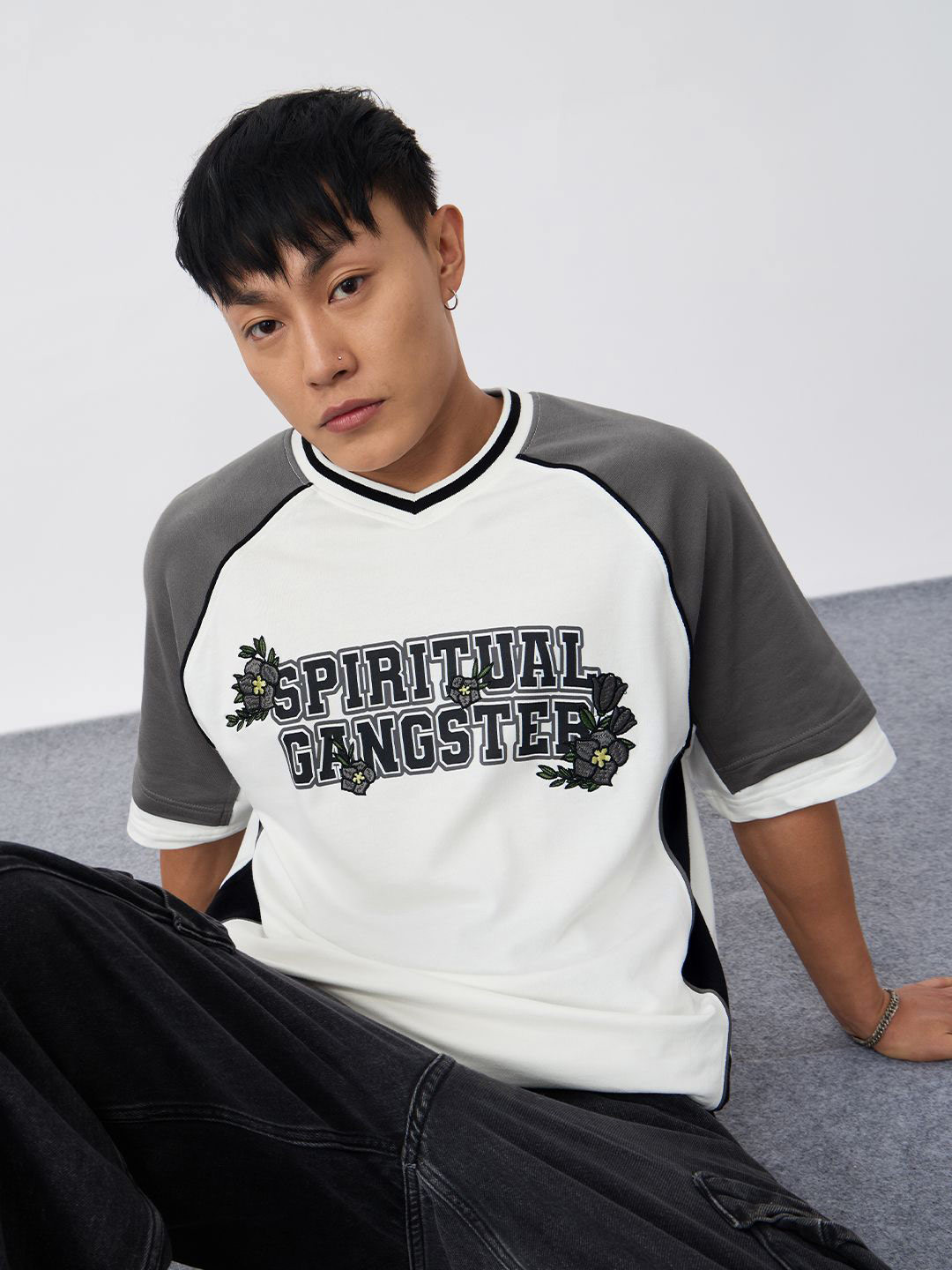 The Souled Store Men Oversized Fit Printed White T-Shirts