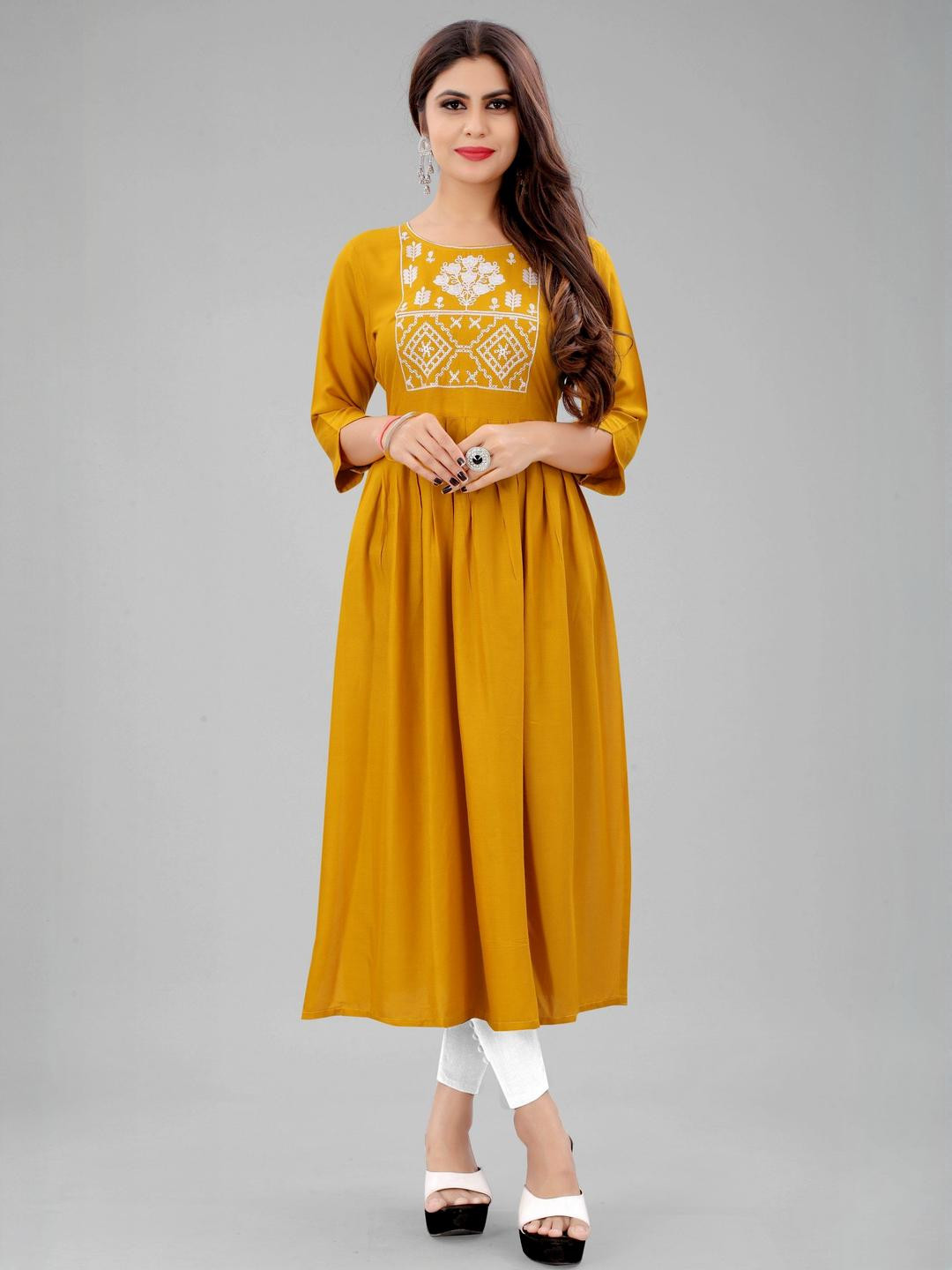 Moda Rapido Women Embroidered Flared Sleeves Thread Work Kurta