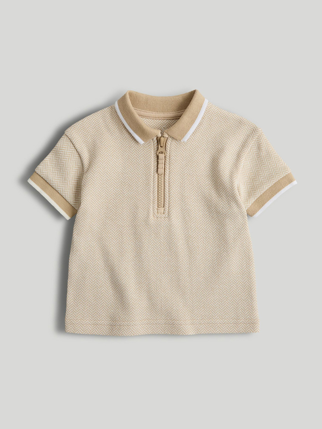 mothercare Boys Solid Polo Collar Pure Cotton T-shirt