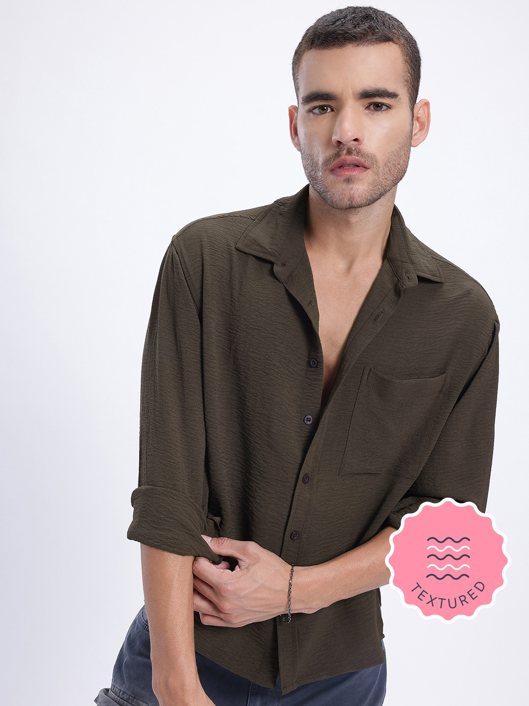 glitchez Wrinkled Relaxed Fit Shirt