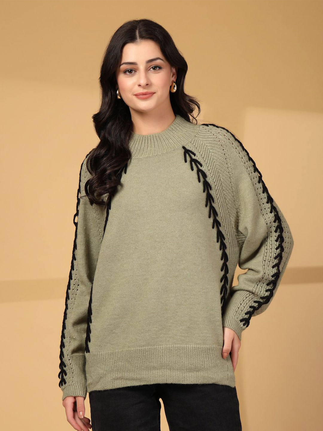 Mafadeny Women's Elegant Bow Embellished Sweater