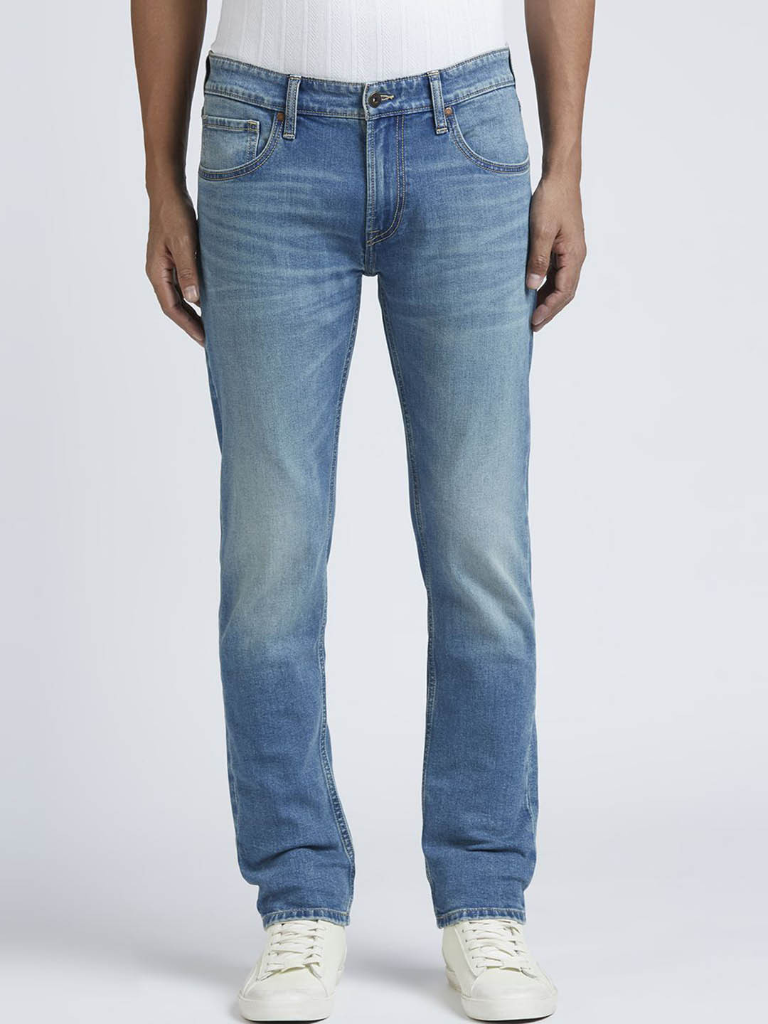 Pepe Jeans Men Danial Slim Fit Low-Rise Light Fade Stretchable Jeans