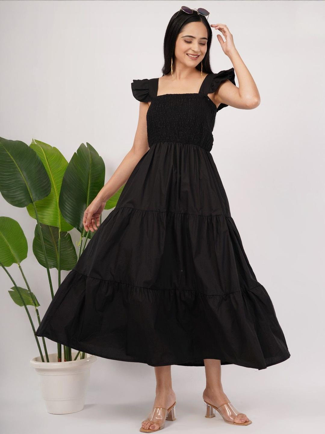 Deshi Girl Flared Sleeve Fit & Flare Maxi Dress