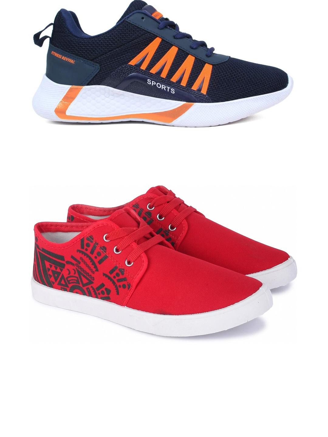 Free Kicks Men Red Mesh Marking Running Sports Shoes