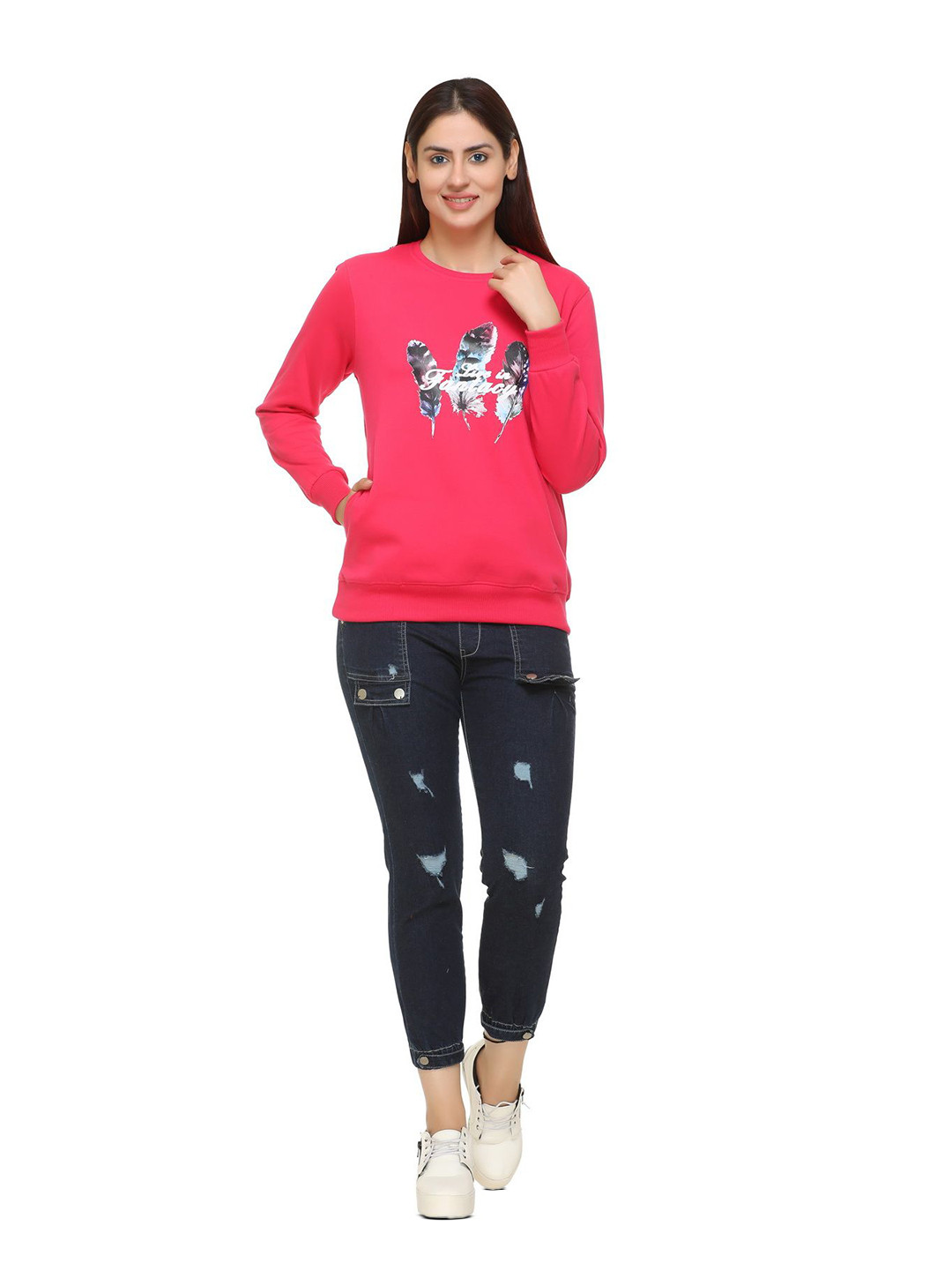 WOOL 4U Women Typography Printed Round Neck Pullover Sweatshirt