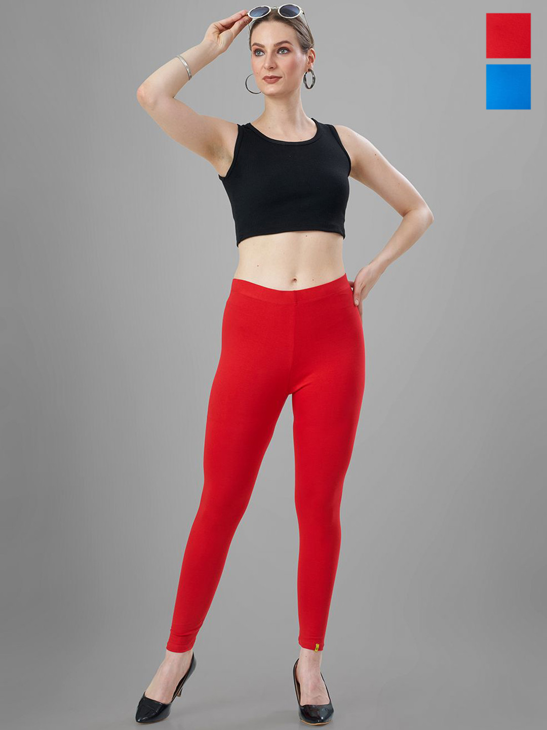 T19 Pack Of 2 Skinny Fit 4-Way Stretchable Ankle Length Leggings