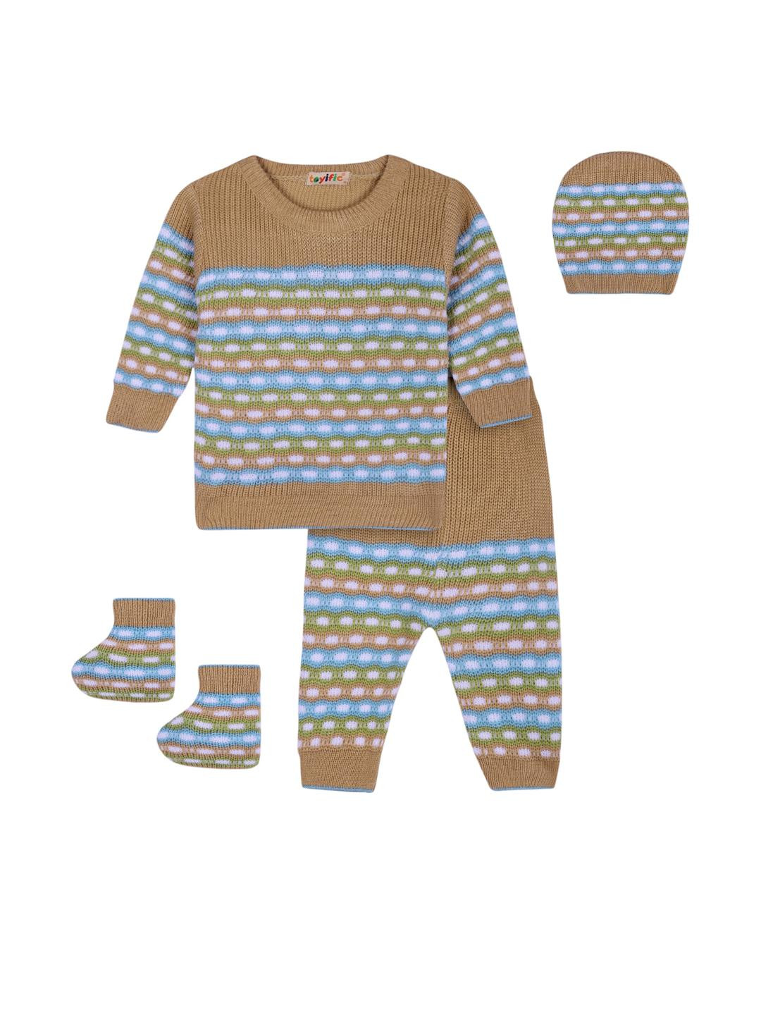 toyific Infants Woollen Winter Sweater Set with Booties & Cap