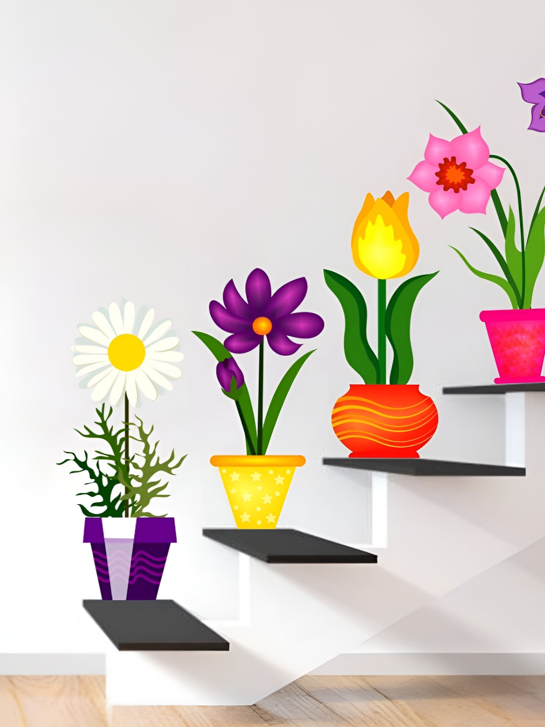 LANSTICK Flower Pot Self-Adhesive Wall Sticker