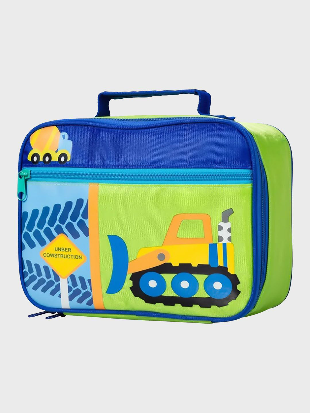 Little Surprise Box LLP Kids Green & Blue Dumper Truck Theme Compartment Lunch Bag