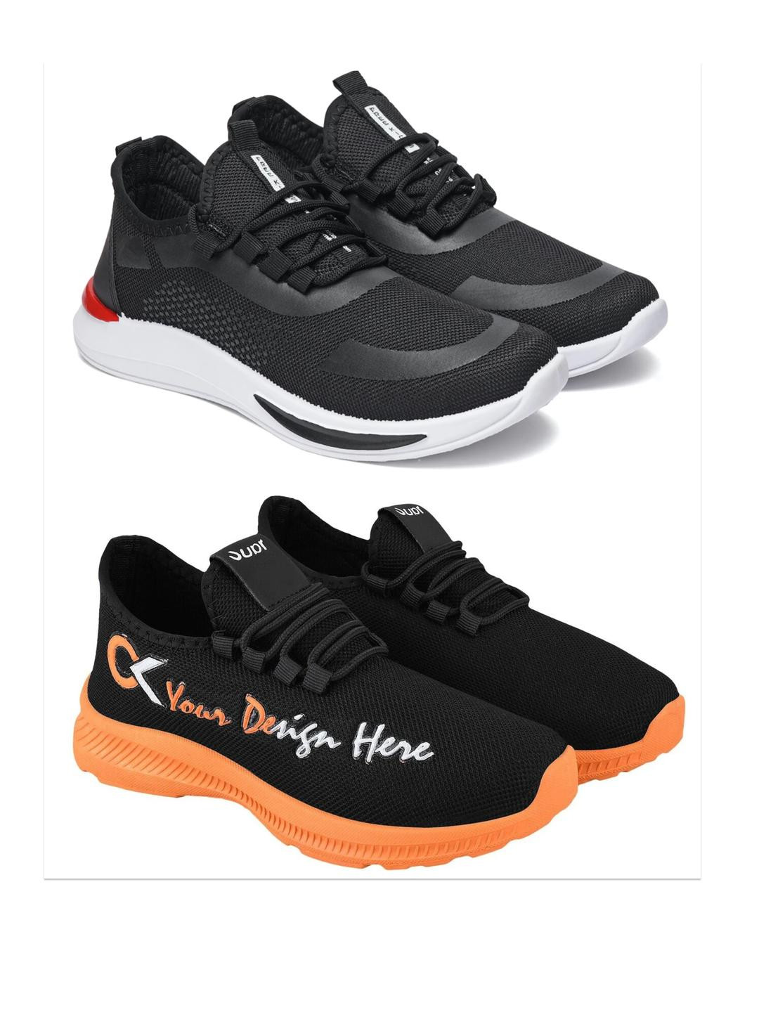 Free Kicks Men Orange Mesh Marking Running Sports Shoes