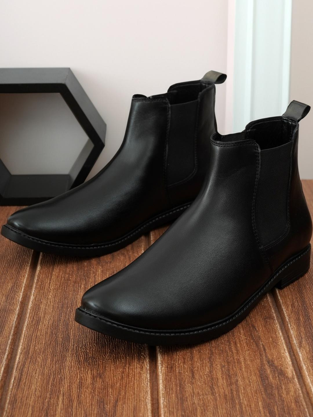 BENTO YOUNG Round Toe Block Heels Chelsea Boots