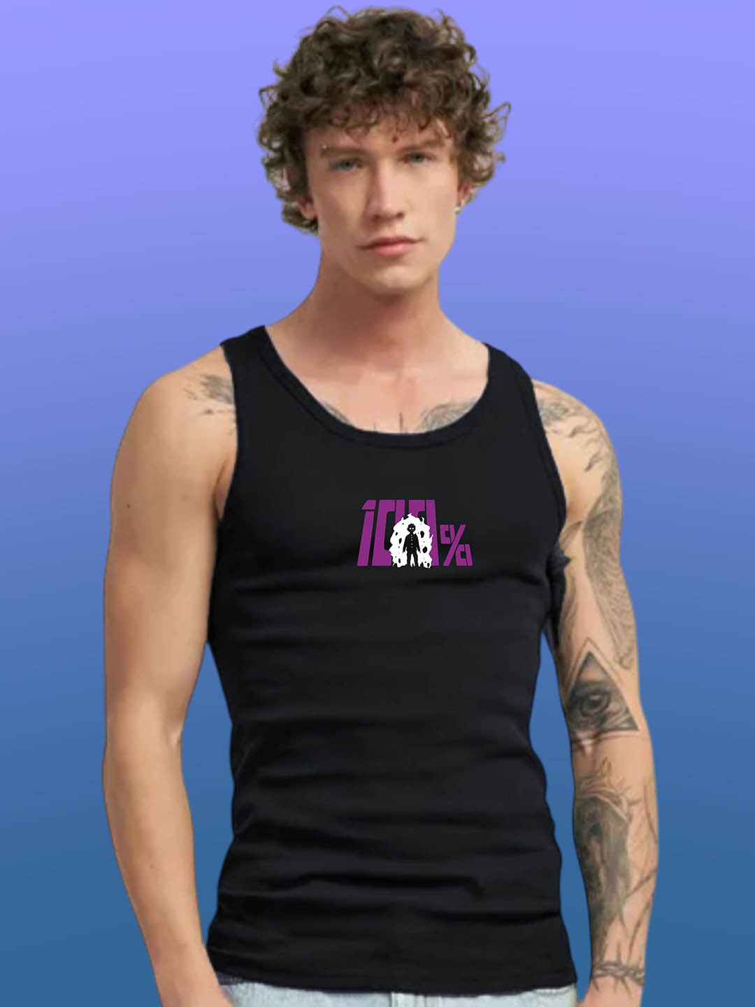 Uniplanet store Printed Scoop Neck Gym Vest UVM-LG-PSYCHO-BLK-S