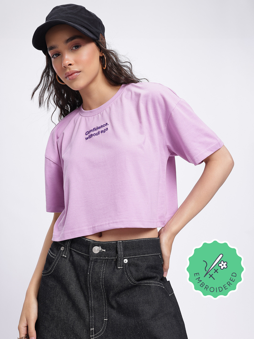 glitchez Embroidered Boxy T-shirt