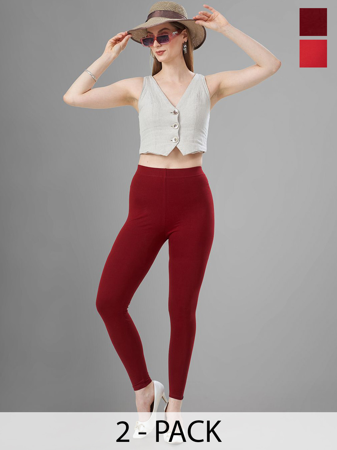T19 Pack Of 2 4-Way Stretchable Ankle Length Leggings