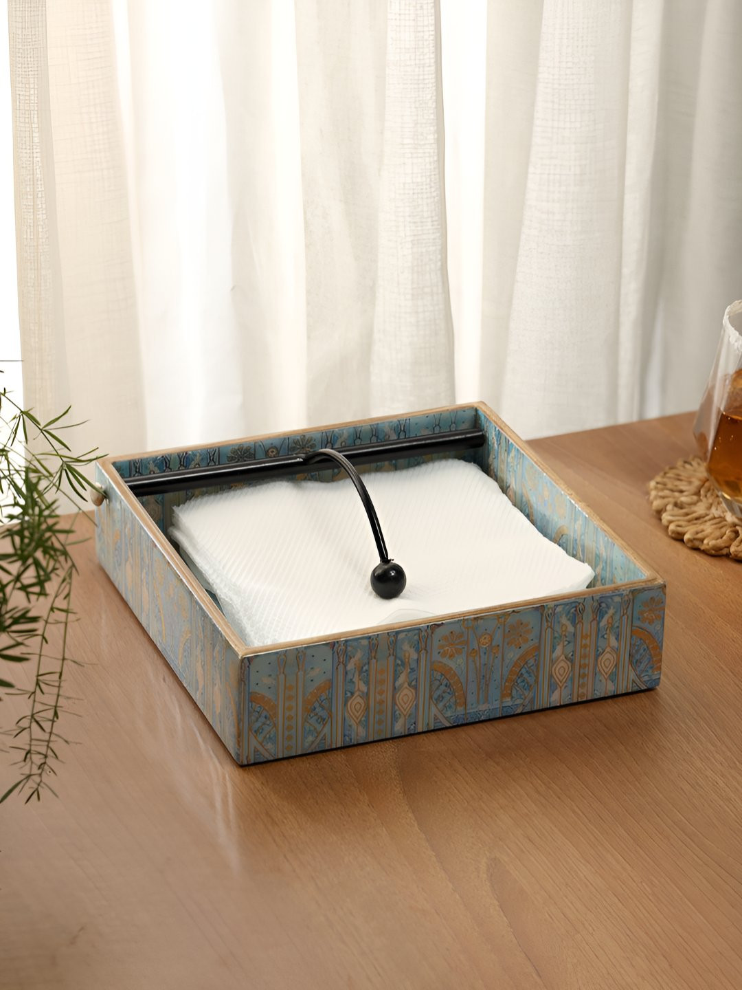 DULI Blue Wood Tissue Holders