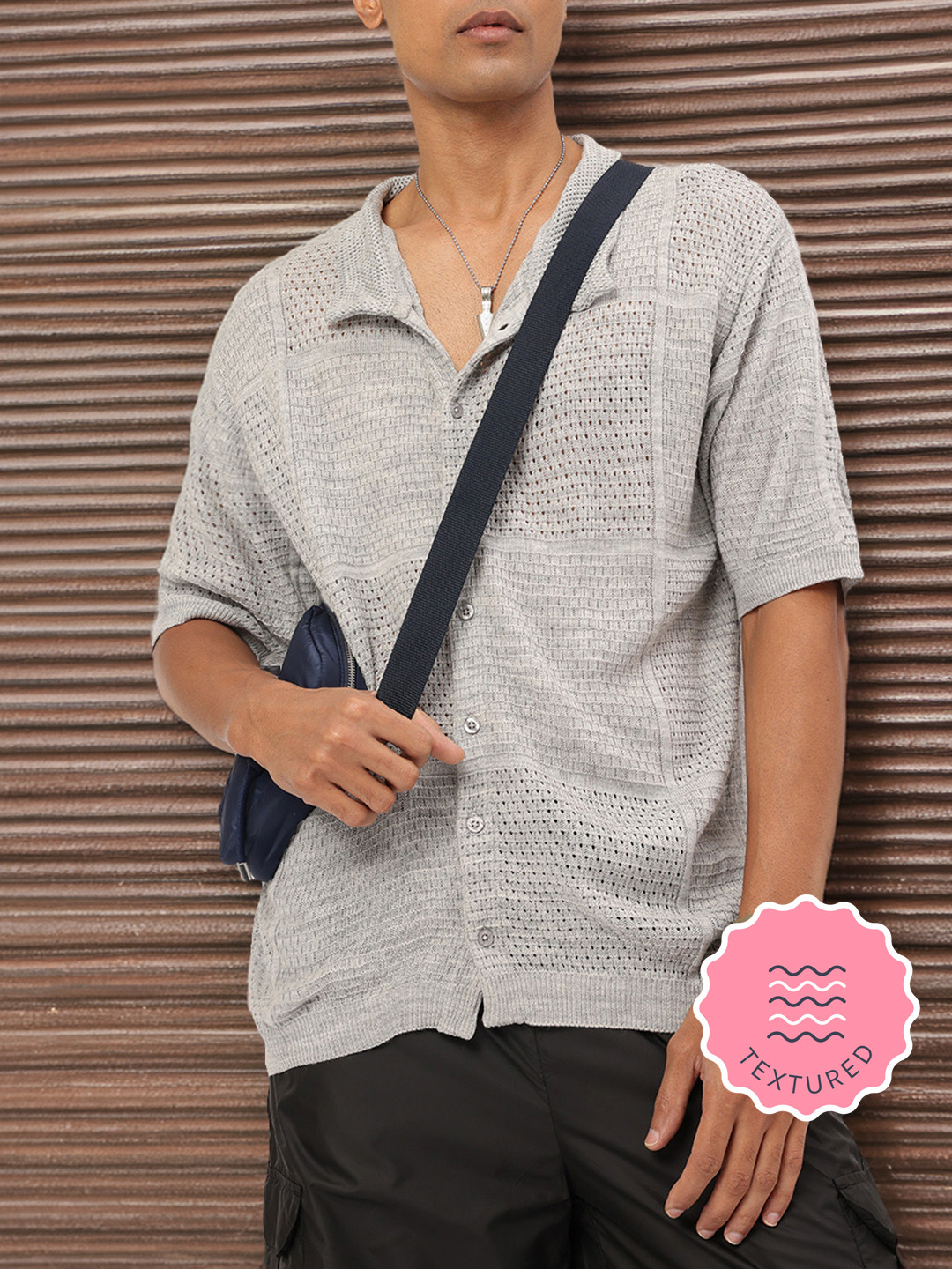 Kook N Keech Texture Acrylic Oversized Shirt