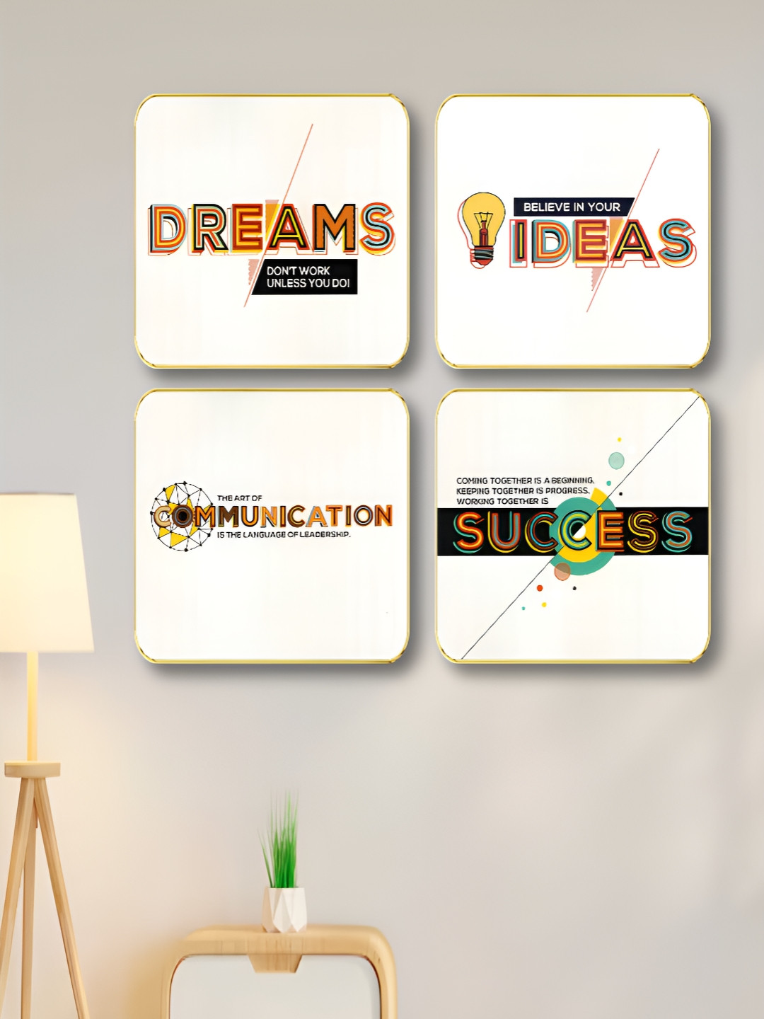 Livin'luxe White & Black 4 Pieces Corporate Motivational Quote Wall Arts