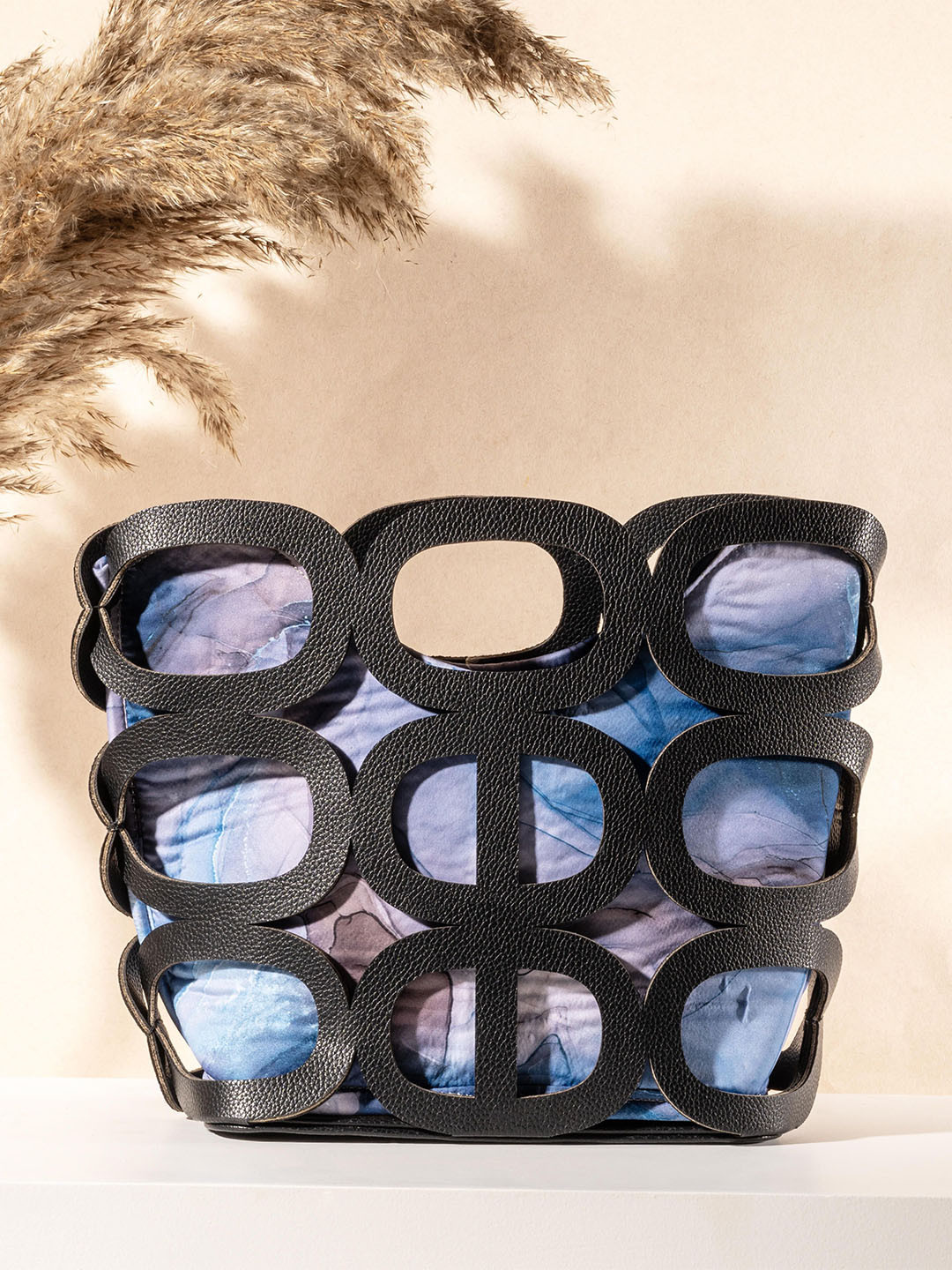 Suave Bags Women Textured Structured Cut Work Handheld Bag