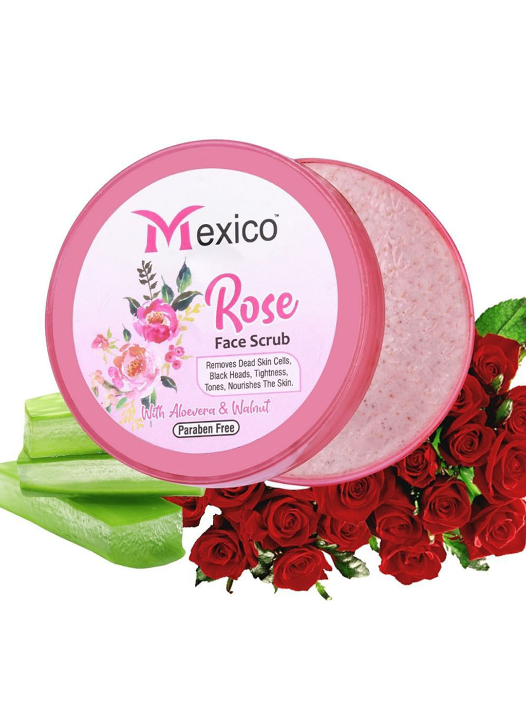 Mexico herbs Rose Face Scrub With Aloevera- 100 g