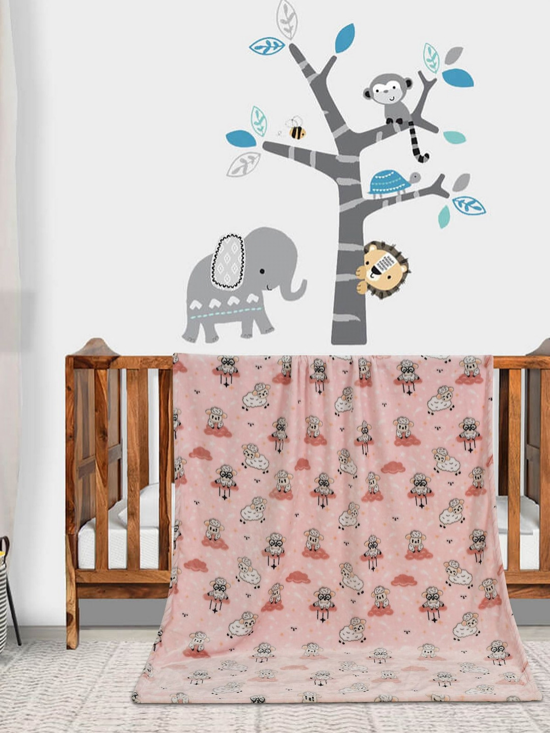 Florida Flannel Baby Pink Abstract Printed Summer 300 GSM Microfiber Blanket