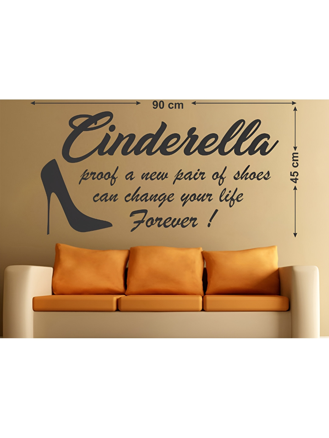 LANSTICK Black Cinderella Quotes Self-Adhesive Wall Sticker