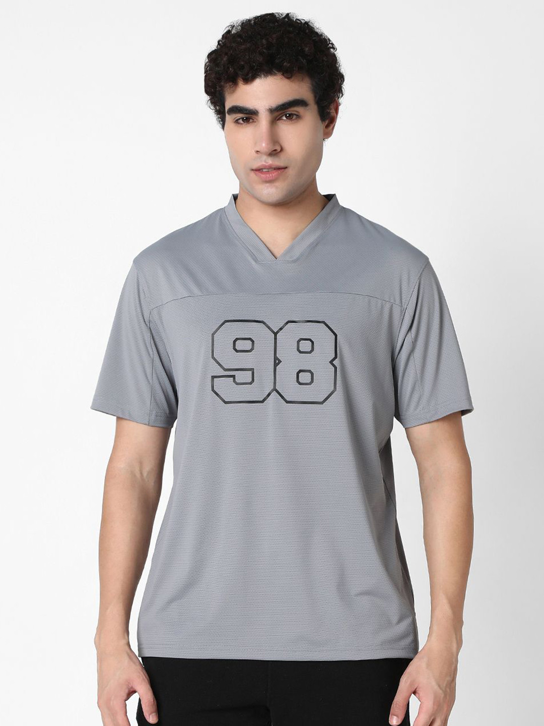 R&B Men Typography Printed V-Neck Relaxed Fit T-shirt