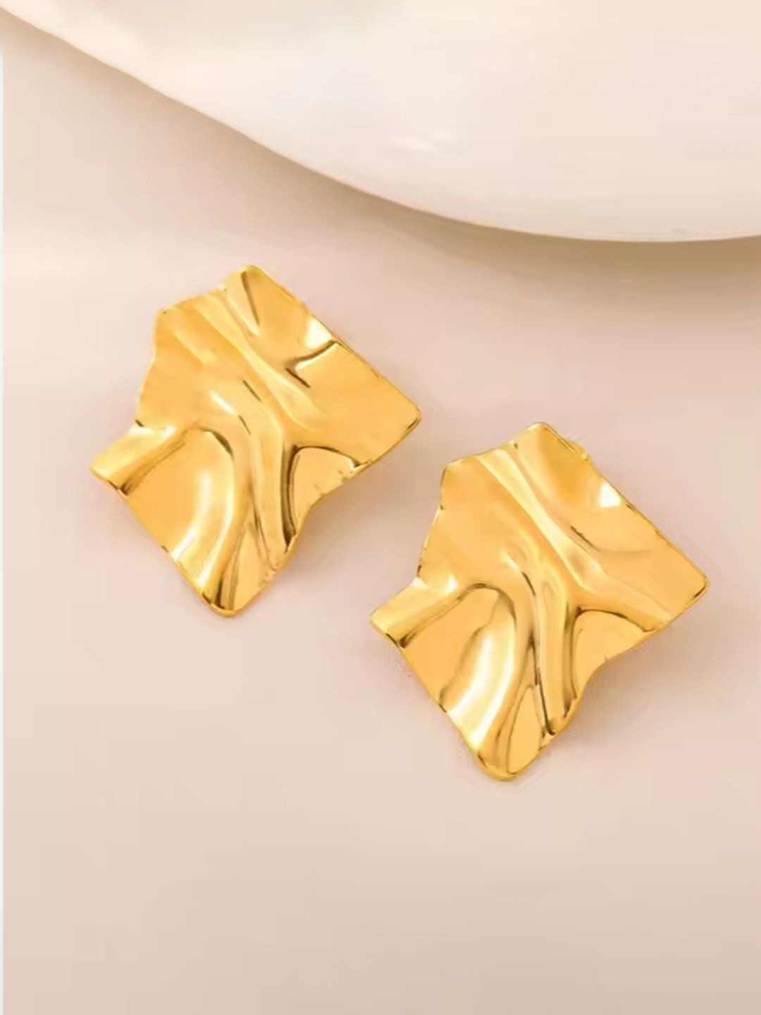 Krelin Gold-Plated Chunky Contemporary Drop Earrings