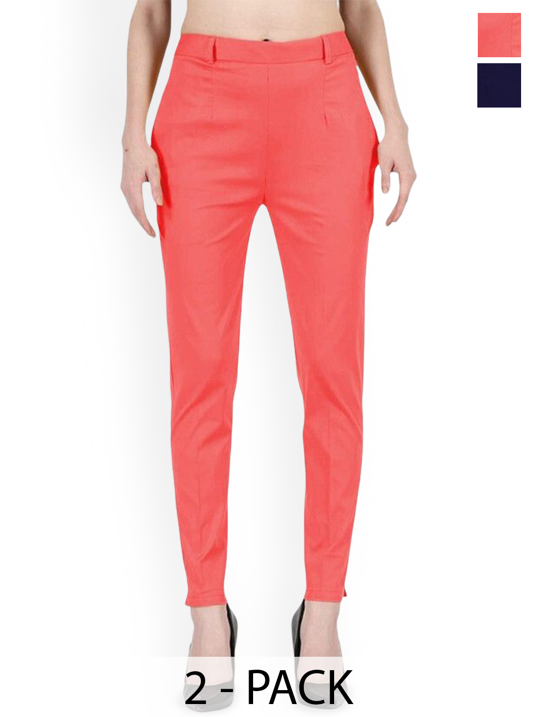 SRISARAS Women Pack of 2 Slim Fit Trousers