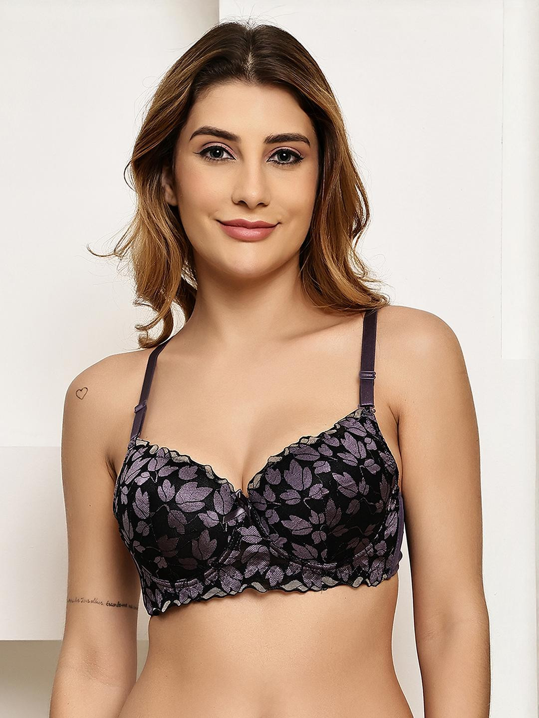 PrettyCat Grey Underwired Polyester T-shirt Bra