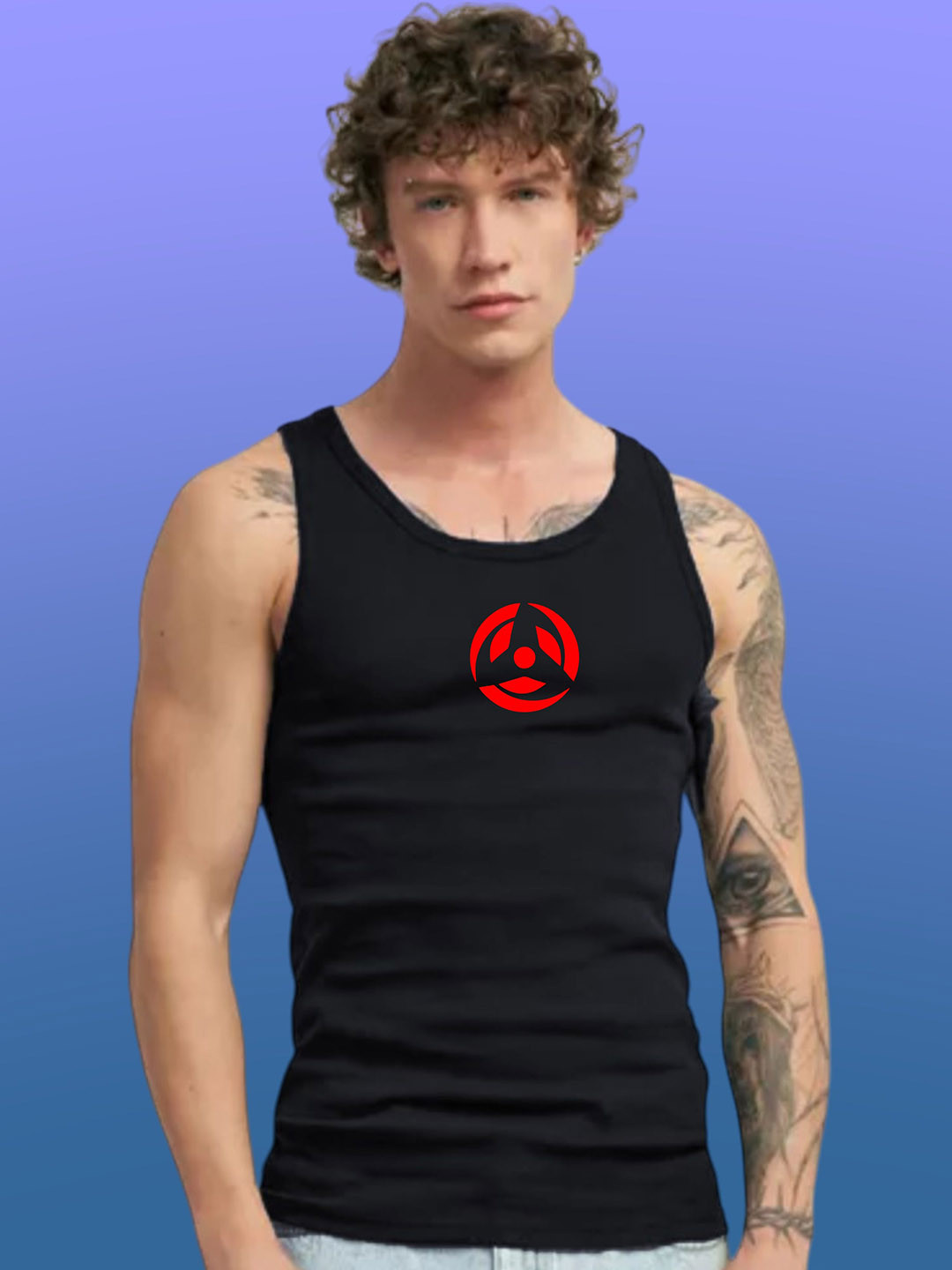 Uniplanet store Printed Scoop Neck Gym Vest UVM-LG-STORY-THREE-BLK-S