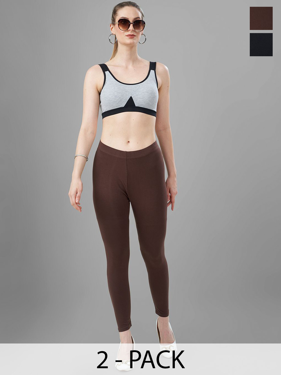 T19 Pack Of 2 4-Way Stretchable Ankle Length Leggings