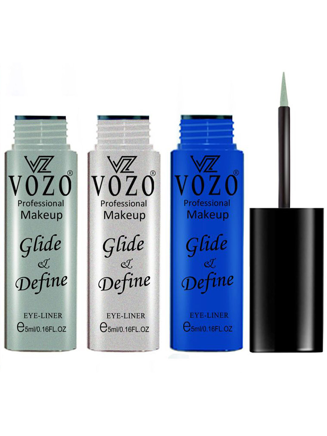 VOZO Set Of 3 Glide & Define Infusion Essential Liquid Eyeliner- 5ml Each- Shade- 02-03-08