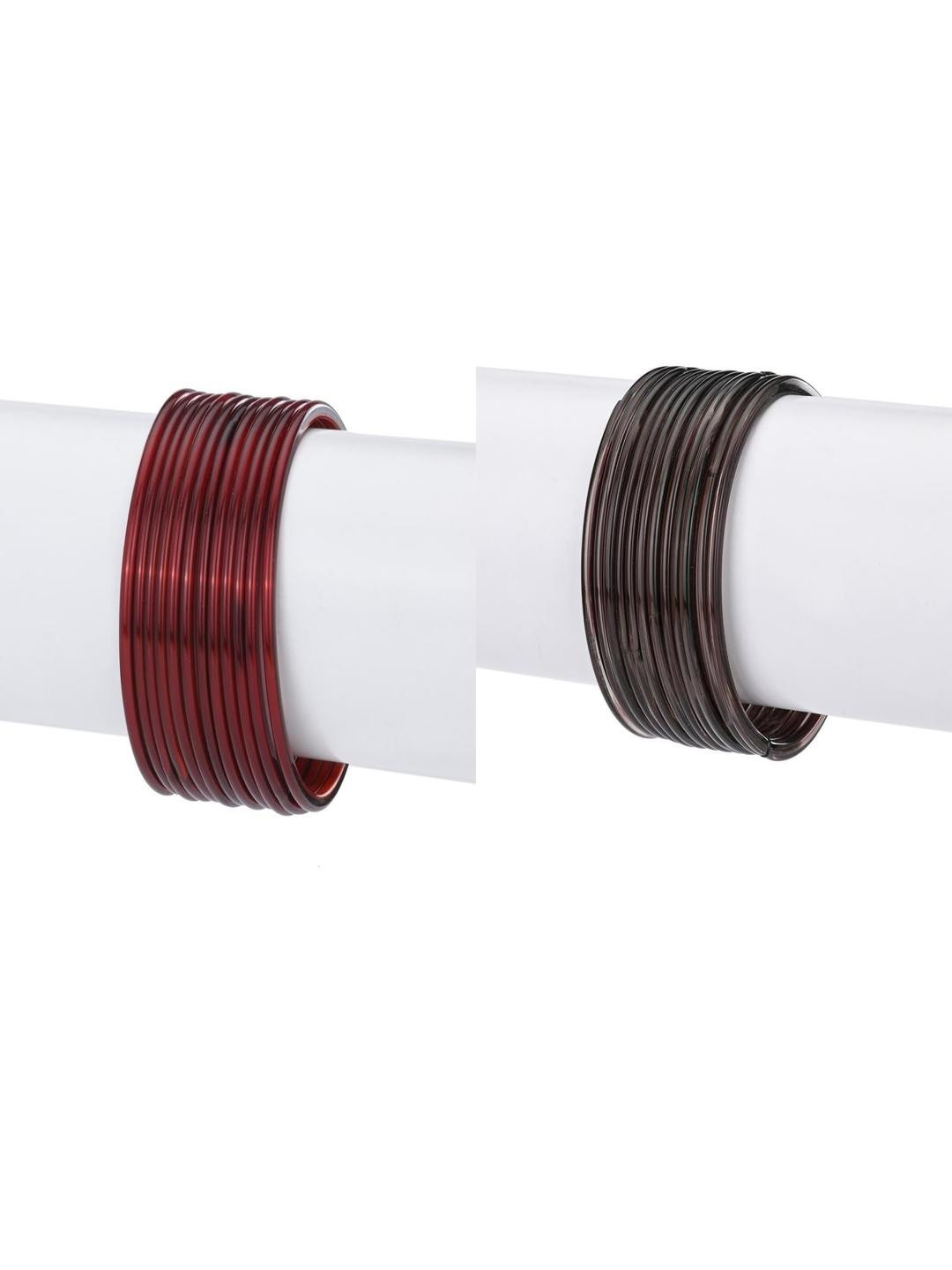 SOMIL Set Of 24 Maroon Antique Alloy Bangles