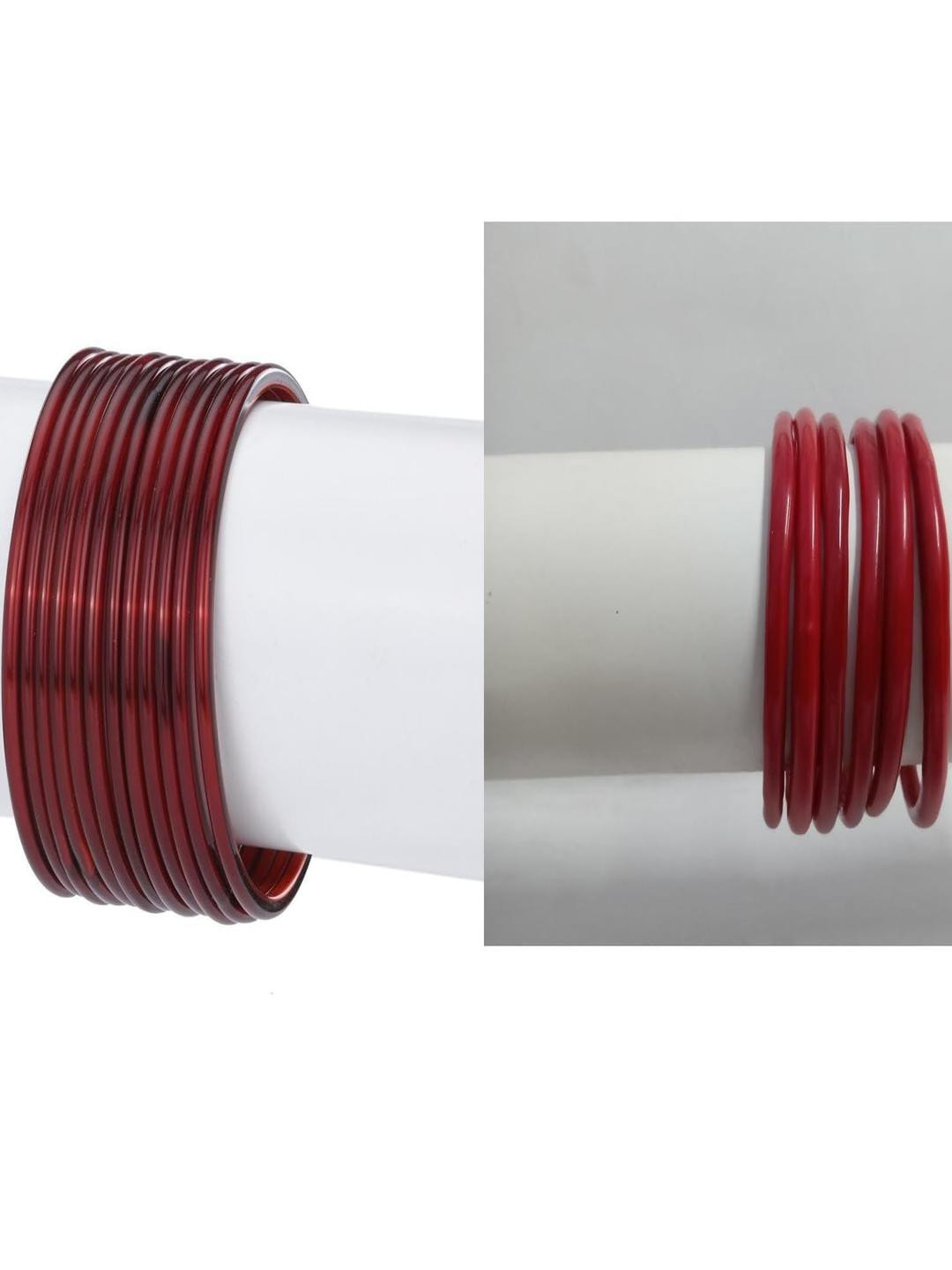SOMIL Set Of 18 Maroon Antique Alloy Bangles