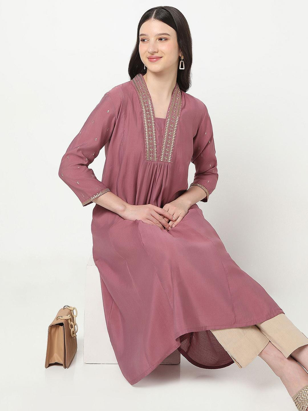 R&B Women Cold-Shoulder Sleeves Kurta