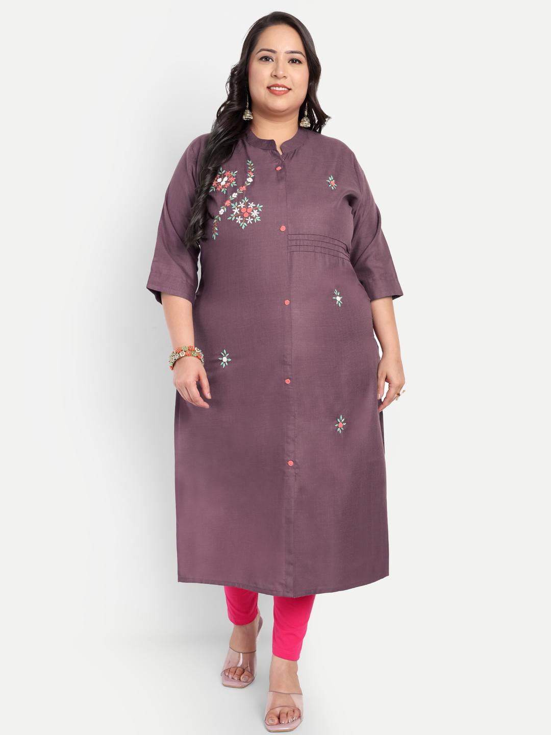 4u Fashion Women Purple Blended Kurtas