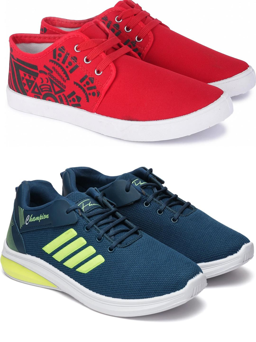 Free Kicks Men Red Mesh Marking Running Sports Shoes