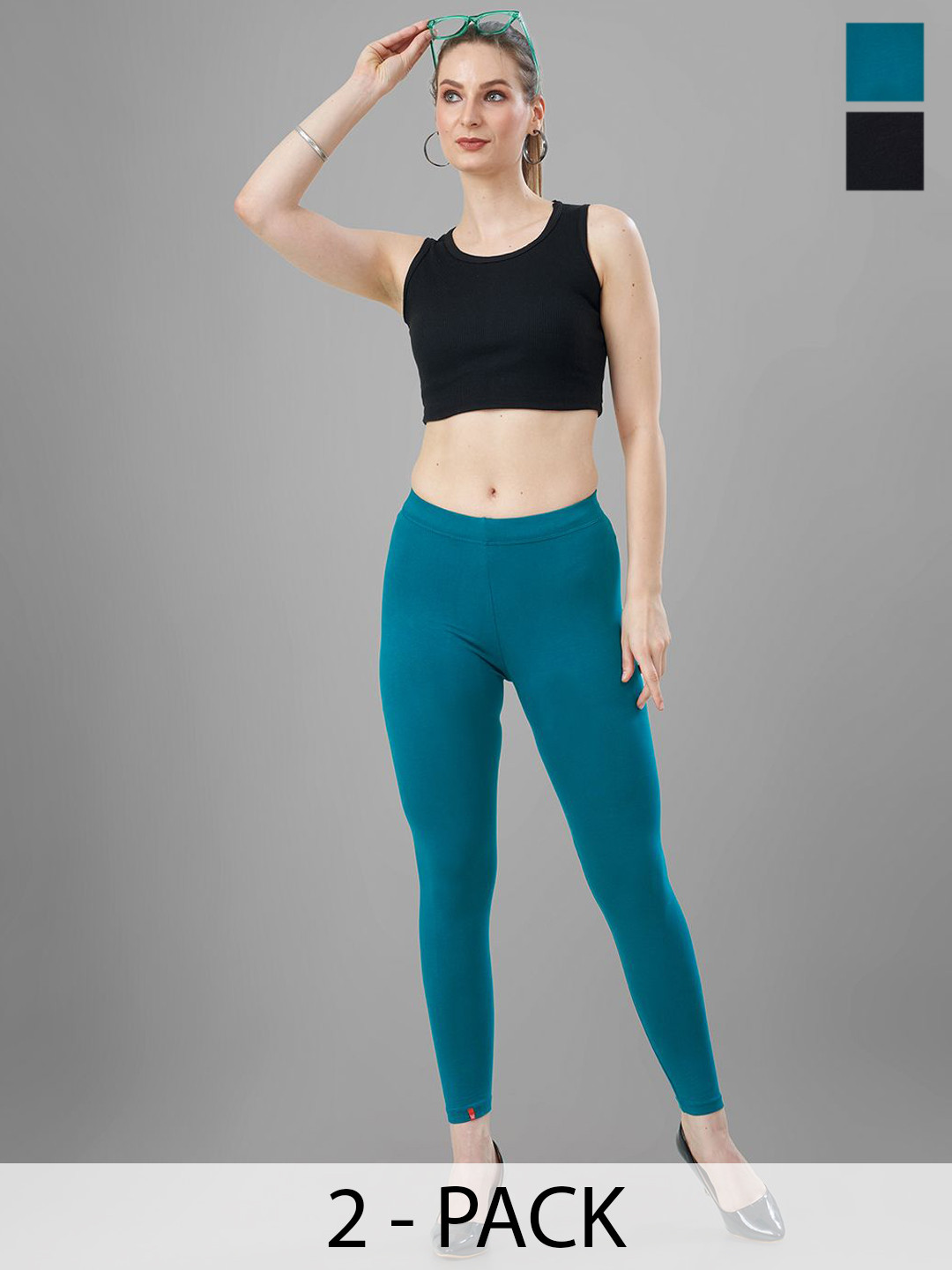 T19 Pack Of 2 4-Way Stretchable Ankle Length Leggings