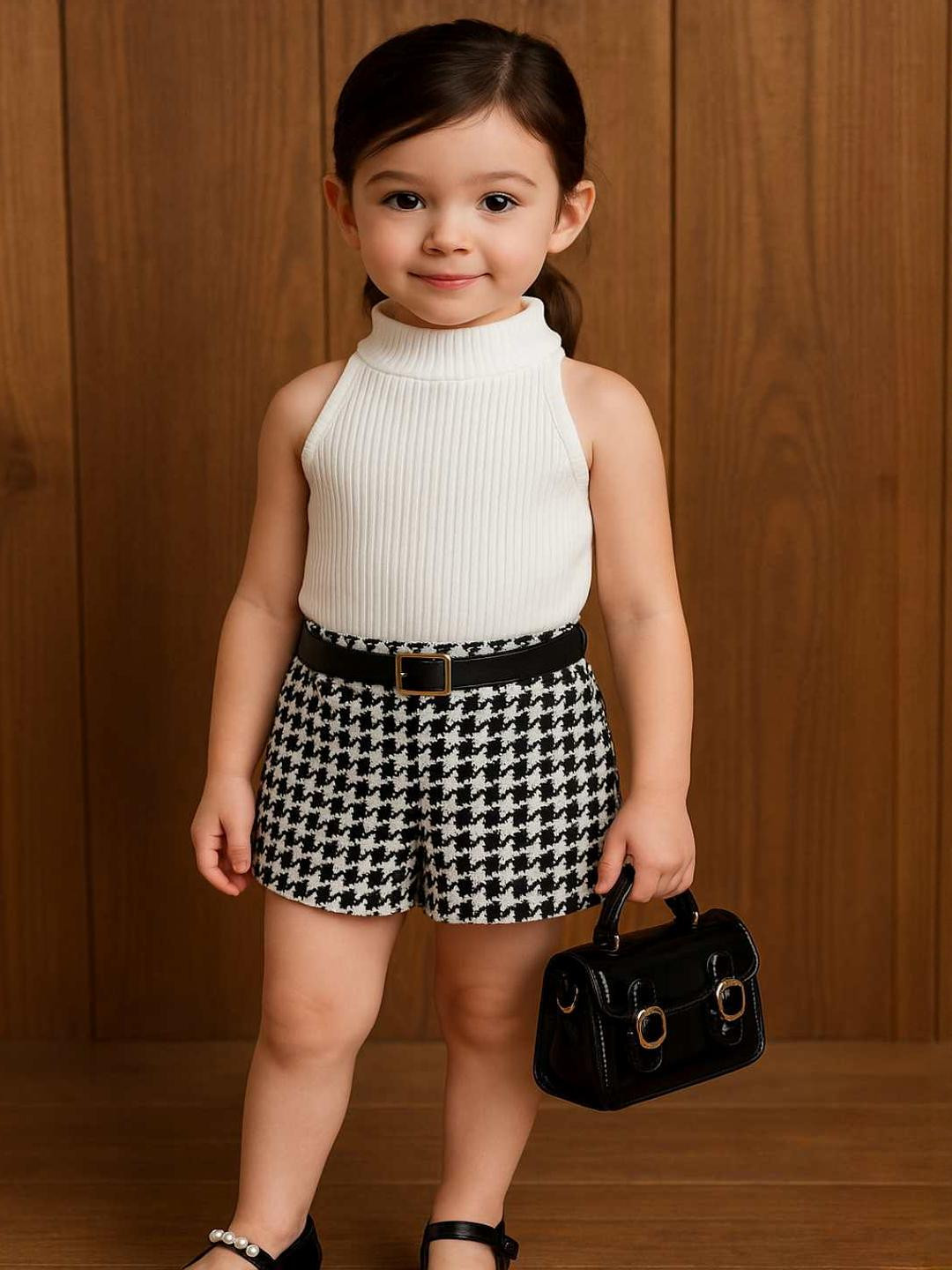 RAMIAAZ White Self Design Cotton Blend Clothing Set