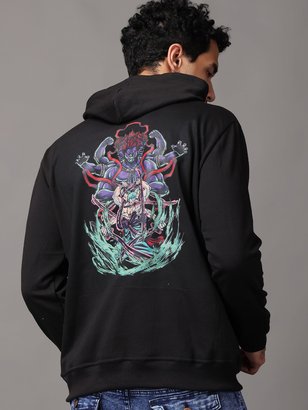zentik Men One Piece Graphic Printed Hooded Sweatshirt