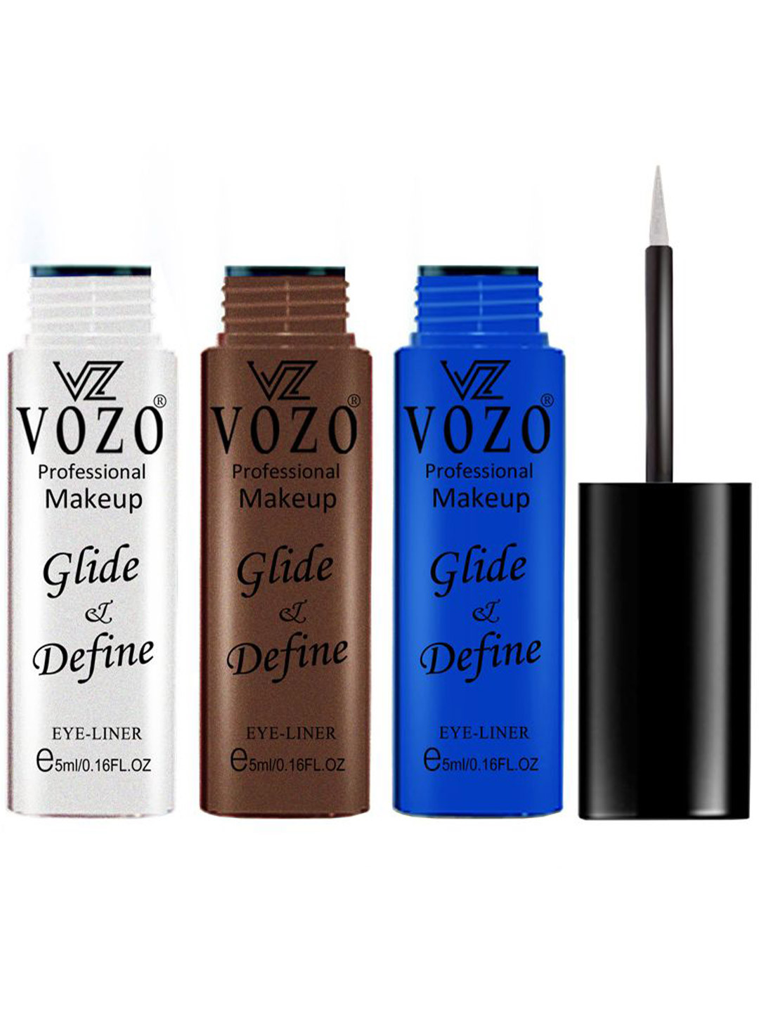 VOZO Set Of 3 Glide & Define Infusion Essential Liquid Eyeliner-5 ml Each-Shade- 01-06-08