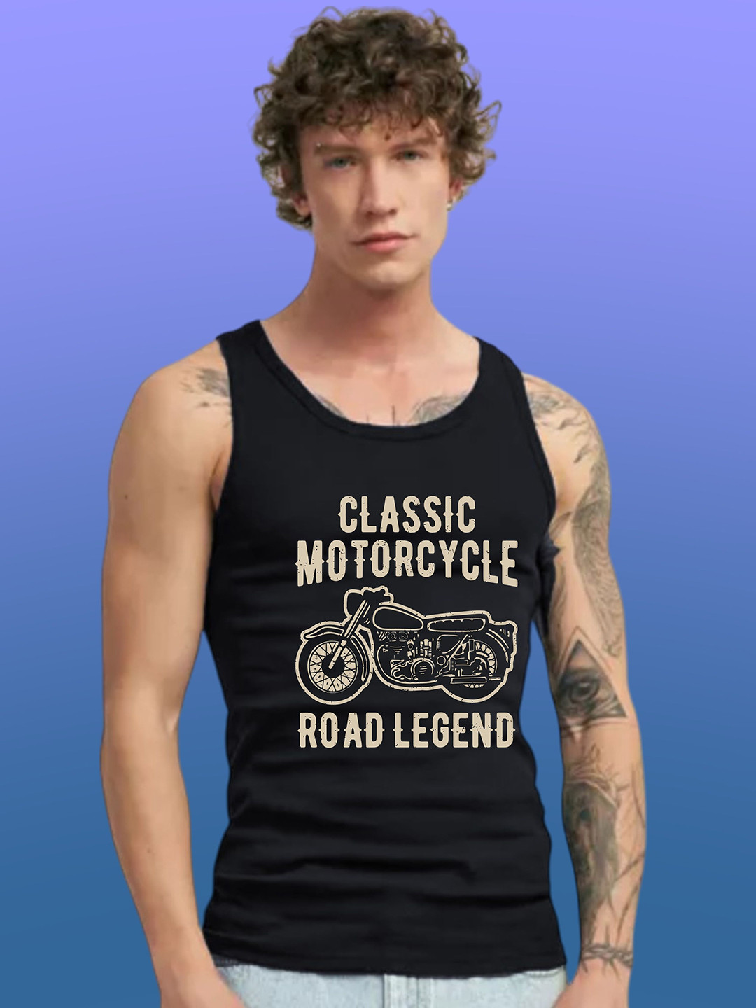 Uniplanet store Printed Scoop Neck Gym Vest UVM-ROAD-LEGEND-BLK-S