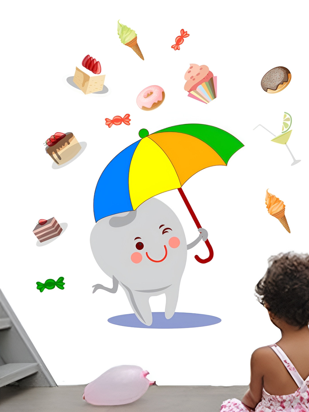 LANSTICK Teeth And Sweets Self-Adhesive Wall Sticker