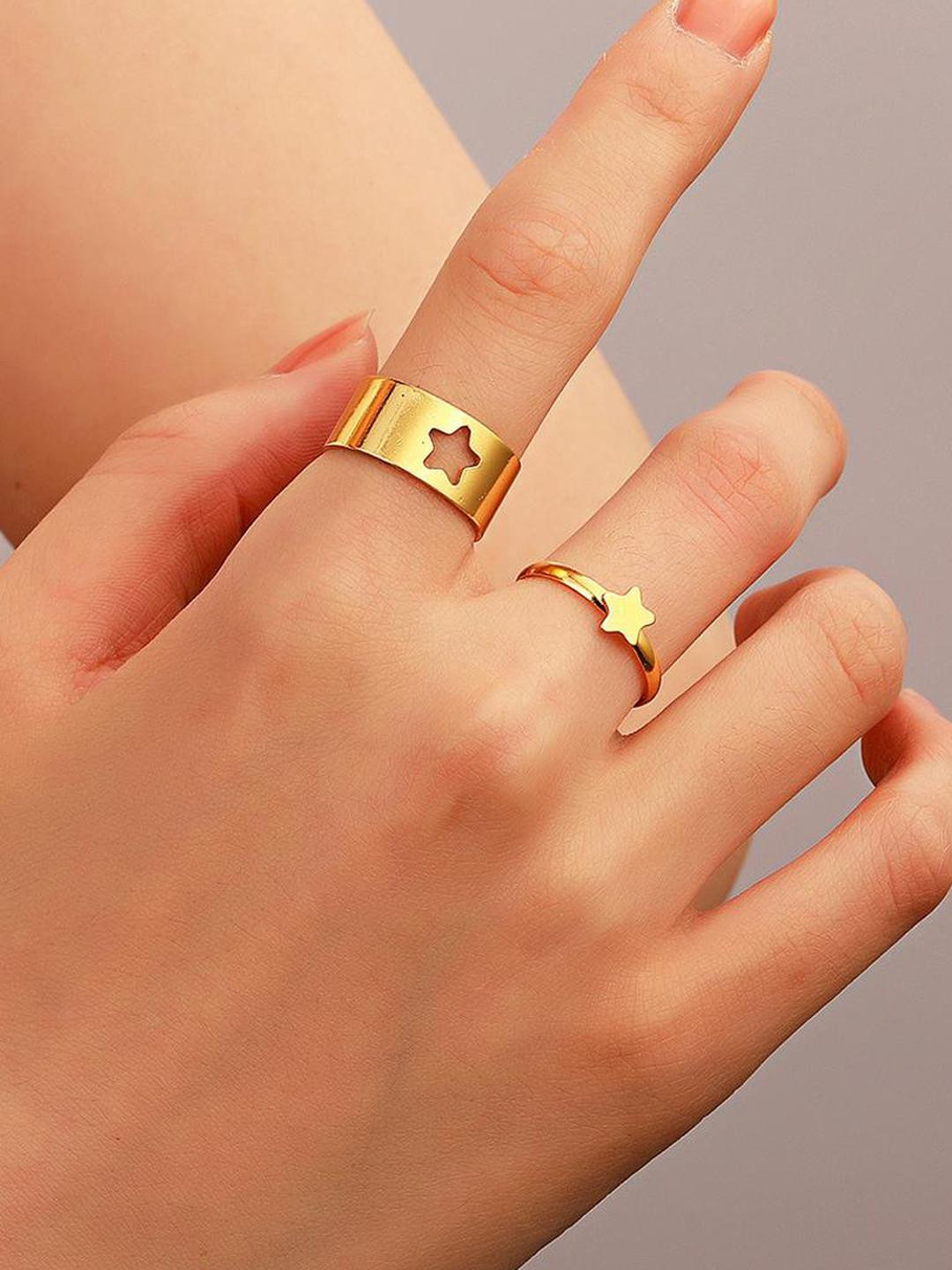 TheVineGirl Golden Star Set Of 2 Finger Ring