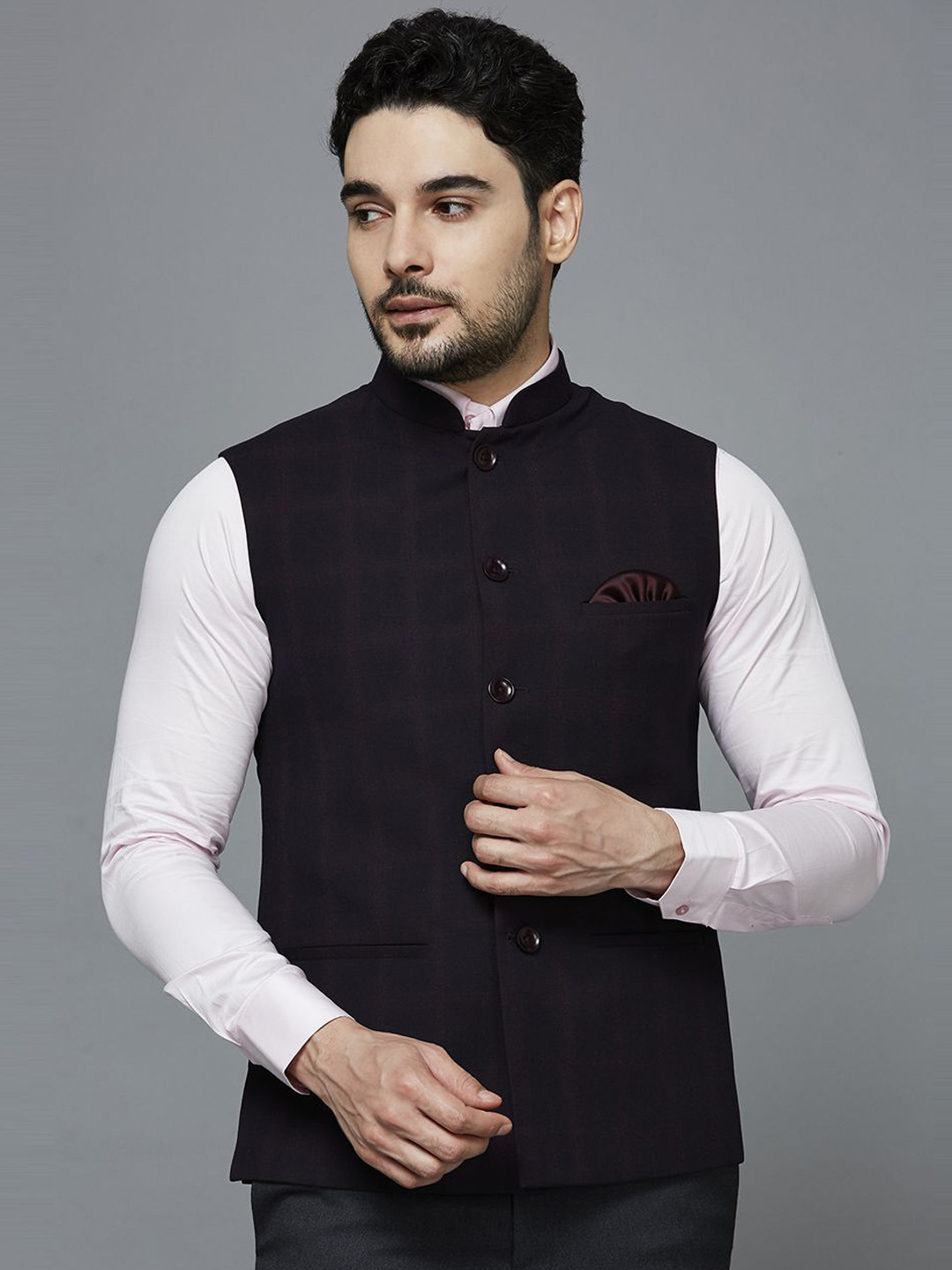 ESSAS club Checked Nehru Jacket