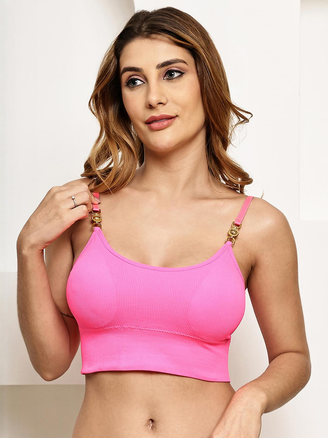 PrettyCat Pink Non-Wired Lycra Bralette