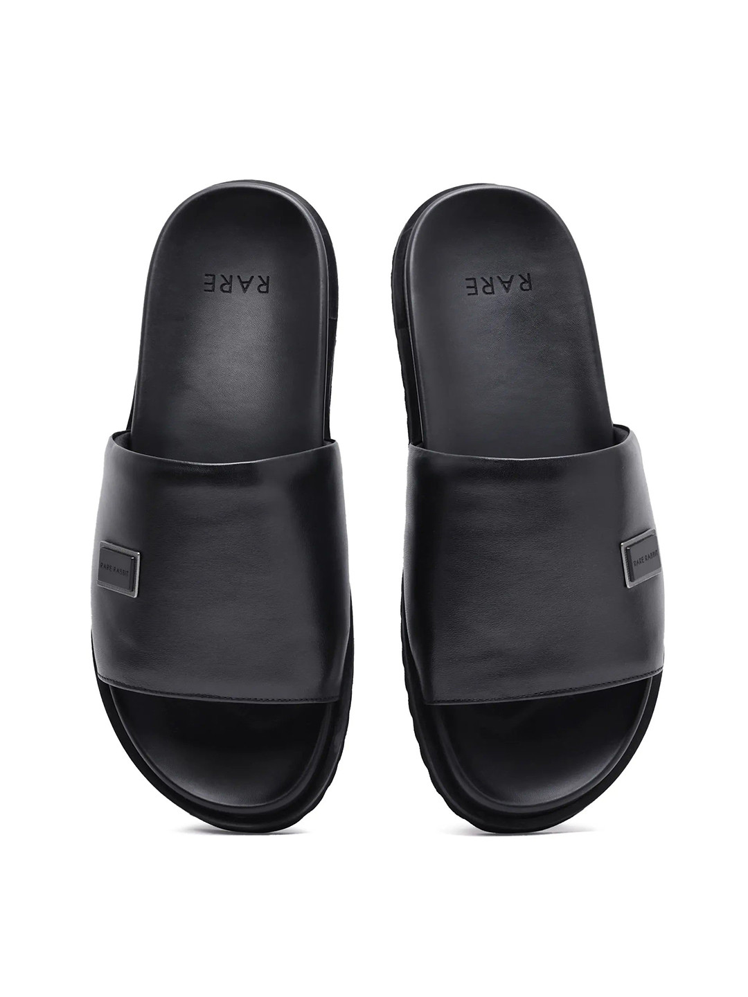 RARE RABBIT Men Leather Sliders Flip Flops
