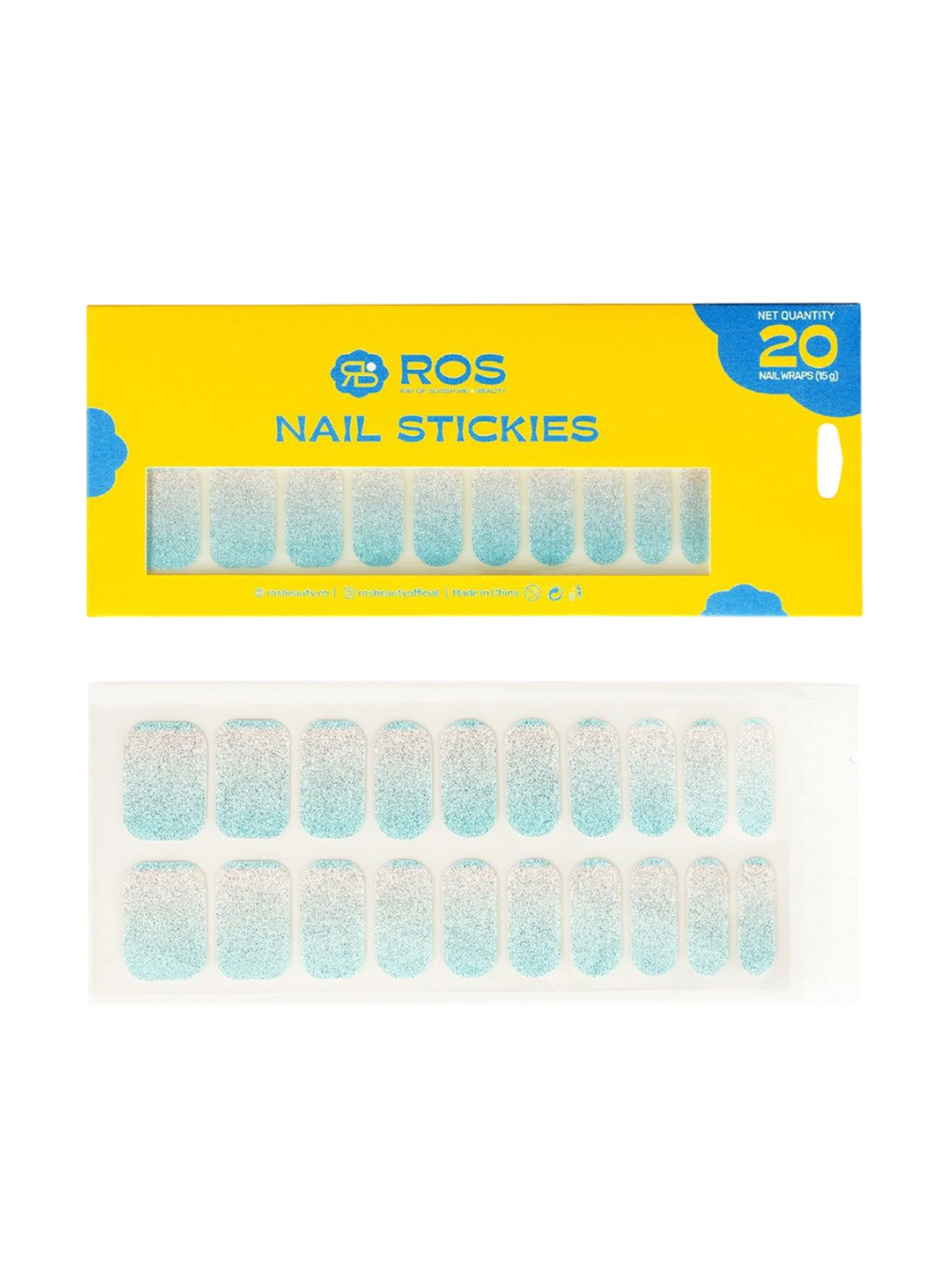 Ray Of Sunshine- ROS Beauty Set Of 20 Peel & Stick Nail Art Stickers- Ice Princess